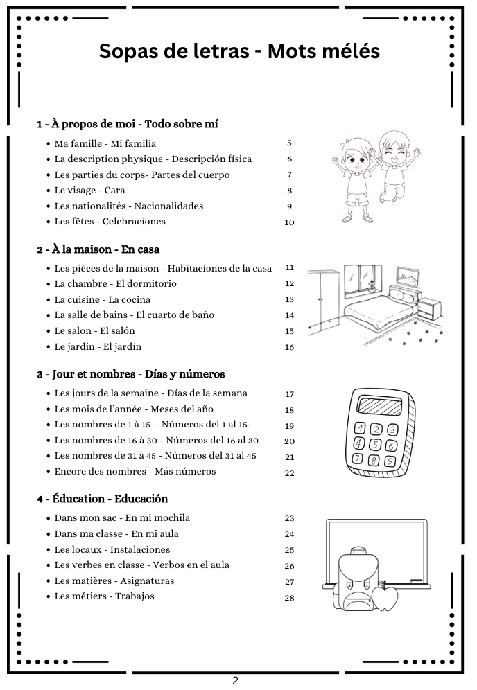 Mes mots mélés français - Espagnol