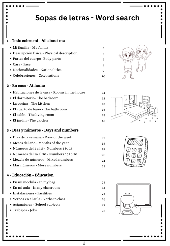 My word search English - Spanish