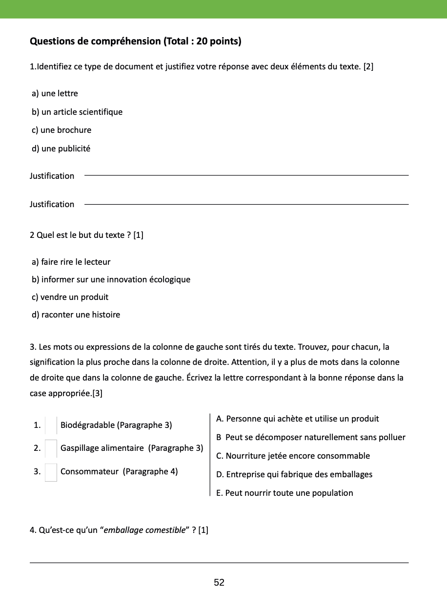 MYP French reading preparation (Phase 2-4) - Scientific and technical innovation, Orientation in space and time.